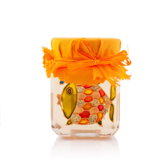 Ručne maľovaný pohár s medom ryba