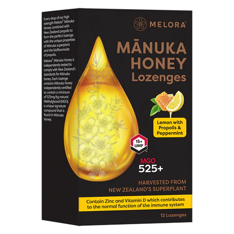 Pastilky s manukovým medom, propolisom, citrónom a mätou priepornou